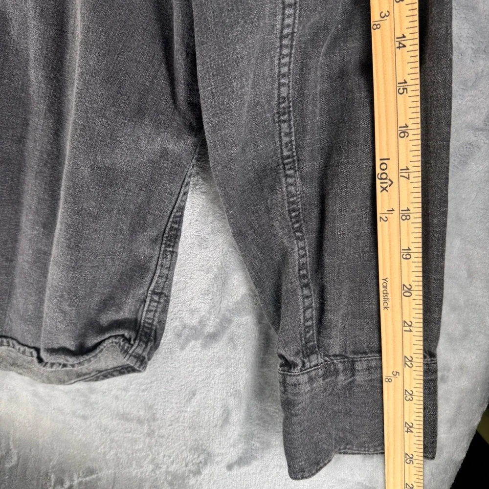 LEVIS MENS LONG SLEEVE DENIM WESTERN‎ SHIRT JACKET DARK GRAY XL PEARL SNAP